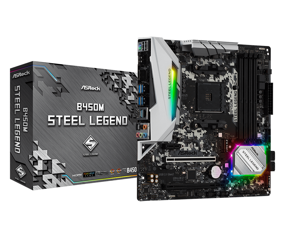 296 - PLACA MAE B450M STEEL LEGEND DDR4 mATX SOCKET AM4 BOX ASROCK