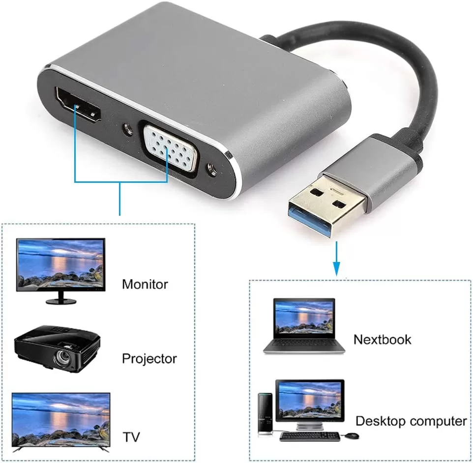 165 - Conversor USB 3.0 para HDMI/VGA - Imagem 2