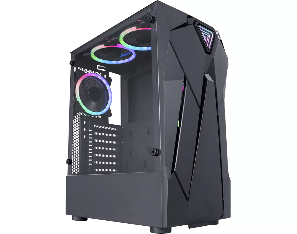322 - GABINETE GAMER REACTOR INFINITE I PRETO LED RGB CG-01KF K-MEX