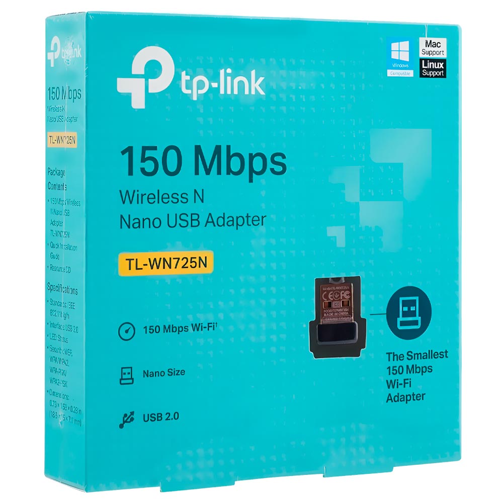 499 - Adaptador Wifi Tp-Link TL-WN725N USB - 2.4GHz - 150Mps